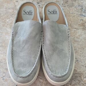 Sofft Size 8.5 Gray Suede Somers‎ Leather Sneaker Mules Shoes